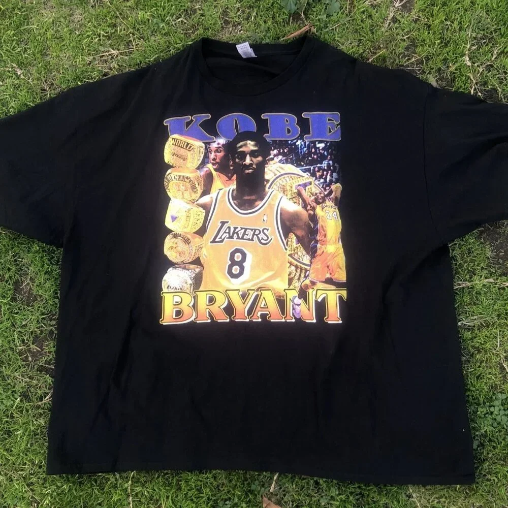 Kobe Bryant FIVE Championship Rings T-Shirt Sz 4XL Gildon Ultra Cotton - Picture 1 of 8